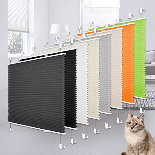 Heligo Plissee Klemmfix Plisseerollo ohne Bohren Anthrazit 35x80cm(BxH) Sicht-Sonnenschutz Jalousie Klemmfix Rollos für Fenster & Tür, Lichtdurchlässig Faltrollo Raffrollo mit Klemmfix-Halterung