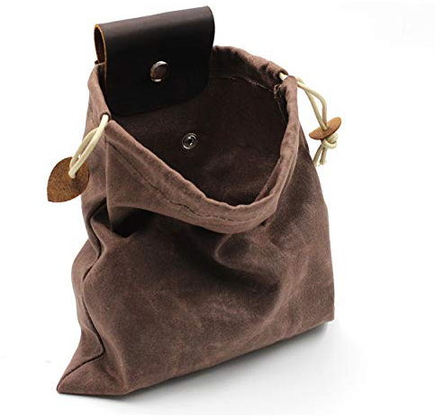 Bolsa de forraje, bolsa de forraje de setas encerada de lona, impermeable, pequeña bolsa de piel, bolsa de caza, para entrenamiento de perros, cinturón de bushcraft (marrón)