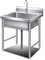 TreeSouth Évier INOX Cuisine 1 Bac Évier sur Pieds en Acier INOX Lavabo Commercial De Cuisine, Évier avec Déflecteur Haut, Support Renforcé, 50x80x100cm