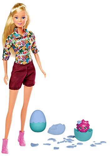 Simba 105733606 - Steffi Love Dino Surprise, Ankleidepuppe auf Expedition mit Zwei Dinosauriereiern zum Aufbrechen, 29cm Spielpuppe, ab 3 Jahren