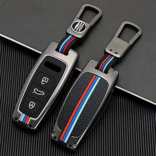 Otai Zinklegierung Autoschlüssel Hülle passend für Audi A3 A6 A7 S8 Q7 Q8 SQ8 E-tron Fernbedienung Smart Car Key Shell 3 Tasten (Matte Farbe)
