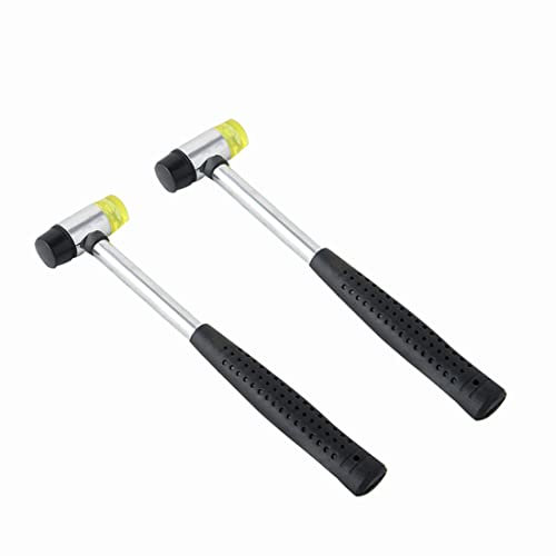 Dual Head Nylon Rubber Hammer with Two Conversion Head, 2 Pack Soft Doublesided Metal Mallet for Jewelry, Leather Crafts, Woodworking (Diameter 25mm)