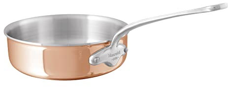 Mauviel M'6S Sauteuse 6 plis cuivre poli & inox avec poignée en fonte d'acier inoxydable Tous types de cuisinières 3,2 l Fabriqué en France