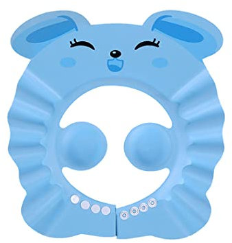 1 Stück Kinder Duschhaube, Kinder Shampoo Kappe, Weiche Einstellbare Baby Duschhaube, Baby Duschhaube, Haarwaschbecher, Mit Ohrenschutz, Für Schutz von Augen und Ohren Verwendet (Blauer Hase)