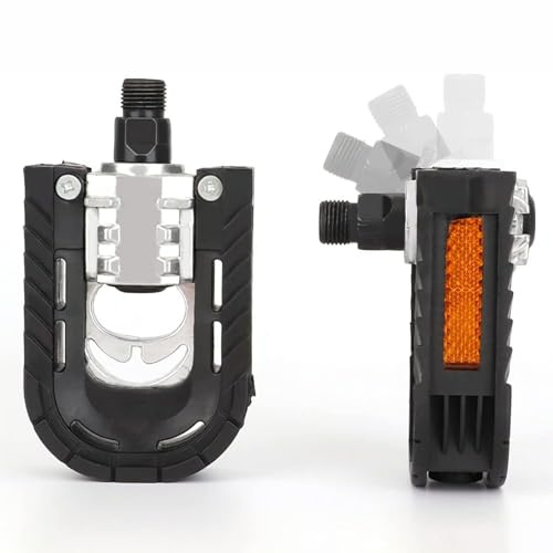 Bike Pedals, Folding Bike Pedals 9/16'' with Reflective Strips | Aluminum | Non-Slip | Waterproof | Wide Flat Cycling Foldable Pedals for Ebike, Urban Commute, MTB Bikes