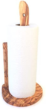 Küchenrollenhalter, Rollenspender, Rollenständer aus Olivenholz in Handarbeit