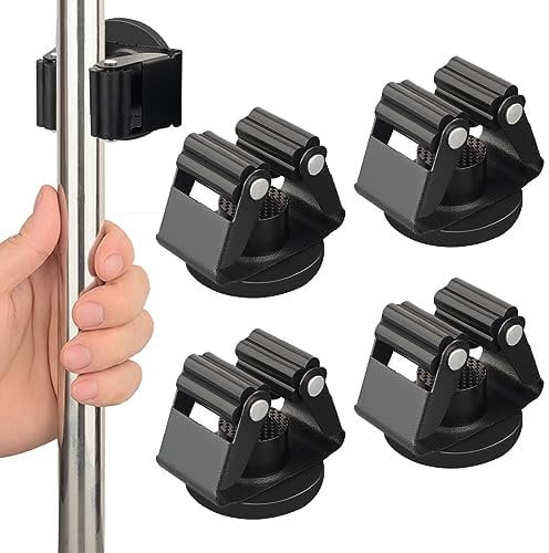 MUTUACTOR Soporte magnético para escobas, soporte magnético antideslizante de 12 libras con pinzas de goma, 4 soportes magnéticos resistentes para herramientas, para trabajo, garaje, lavandería
