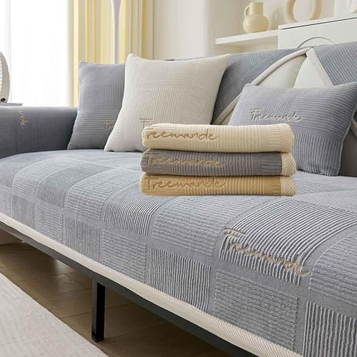 LINGKY Couch Überzug, Sofa Überzug 1/2/3/4 Sitzer L Form Sofa Cover Sofabezug Ecksofa, Sofadecken Für Sitzfläche, Sofaschoner rutschfest, Universelle Sofa Überwurf (Grau,70x210cm/Rechteckig)