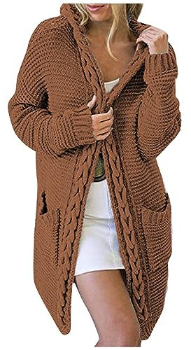 Strickjacke Damen Kurz Strickjacke Damen Lang Schwarz Strickjacken Für Damen, Long Strickjacke Damen Cardigan Damen Schwarz Strickcardigan Damen Wolljacke Damen Strickjacke Beige Damen(Camel,L)