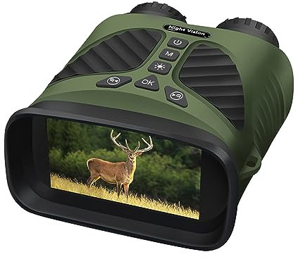 Hapihom Nachtsichtbrille, 2,5 K, digitales Infrarot-Nachtsichtfernglas, 3-Zoll-Bildschirm, 8-facher Digitalzoom, wiederaufladbar, Jagd-Nachtsicht für Outdoor-Camping Grün One size