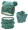 Kinder Winter Mütze Loop Schal Handschuhe Set, Pompom Wintermütze Strickmütze Schlauchschal Fäustlinge für 0 6 12 18 Monate Baby Kleinkinder 0-4 Jahre Mädchen Jungen, Grün
