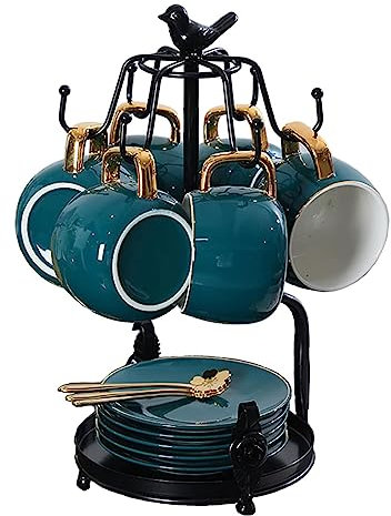 porta tazze Porta tazze da caffè in metallo Porta tazze da tè Porta tazze Porta tazze con piccola area di stoccaggio per portabicchieri da banco Controsoffitto per 6 tazze porta tazze da appendere