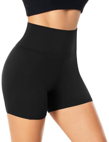 FuelMeFoot Radlerhose Damen Kurze Sporthose High Waist Shorts Leggings Unterhosen Sommer Leggins Fitness Hotpants Gym Bike. A01-Schwarz S/M