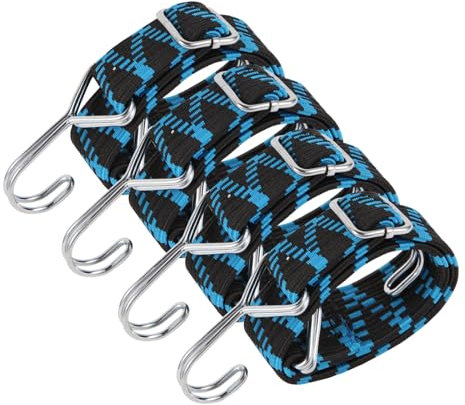 Pulpos Elasticos Ajustables,4 Piezas Gomas Elasticas con Gancho 50CM Pulpos Elasticos Transporte para Moto Camping Toldo,Azul.(50cm)