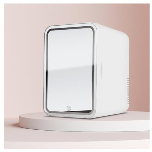 HAZARA RéFrigéRateur De Beauté Portable, 8L,avec Miroir De Courtoisie LED Mini Frigo, Voiture,Maison,Chaud Et Froid 2 en 1 Mini Frigo Silencieux, pour Chambre, Bureau Et Voiture,White