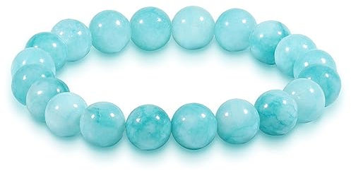Chakra Heilung Armband 10mm natürlichen Aquamarin Perlen Armband für Frauen Männer Kristall Heilung Stein Armband für beruhigende Energie und Weisheit (Aquamarin)
