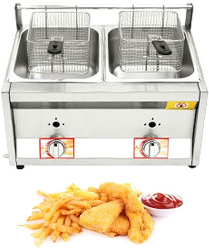 Freidora Gas Industrial, Freidoras Con Cestas Grande, Freidora Profesional De Acero Inoxidable Para Encimera, Para Restaurante, Cocina Familiar