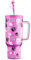 Meoky 40 oz Halloween Tumbler with Handle and Straw, Tumbler with Lid and Straw, Insulated Stainless Steel Travel Mug, 100% Leak-proof, Keeps Cold for 34 Hours or Hot for 10 Hours (Pink Skull)