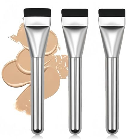 ZOPJUMA 3PCS Pinceau à fond de teint plat pour fond de teint liquide, forme de queue de poisson, pinceau de maquillage ultra fin, pinceau à fond de teint liquide pour fond de teint liquide, pinceau
