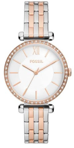 Fossil Tillie BQ3901 Orologio da polso analogico al quarzo da donna, diametro cassa 36 mm, oro rosa/bianco, Oro rosa/bianco, Bracciale