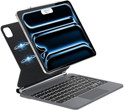 FOGARI iPad Air 13 M2 Tastatur - iPad Air 13 2024 Hülle mit Tastatur, QWERTZ Deutsches Magic Tastatur mit Touchpad,7-Farbige Beleuchtung für iPad Pro 12.9 (6/5/4/3 Gen),Schwarz