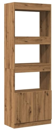 vidaXL Buffet Haut 63x33x180 cm chêne Artisanal Bois d'ingénierie, Armoire à Livres, Armoire à Livres Moderne, étagère à Livres