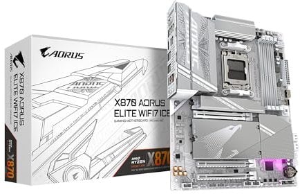 GIGABYTE X870 AORUS Elite WIFI7 ICE AMD AM5 LGA 1718 Motherboard, ATX, DDR5, 4X M.2, PCIe 5.0, USB4, WIFI7, 2.5GbE LAN, EZ-Latch, 5-Year Warranty