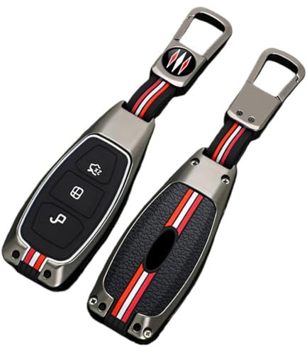 OTMIK Autoschlüssel-Hülle aus Zinklegierung, kompatibel mit Ford Focus Fiesta Galaxy MK2 MK3 MK4 Kuga Edge Ranger, Mondeo C-Max S-Max Autoschlüsselschutz (matte Farbe A)