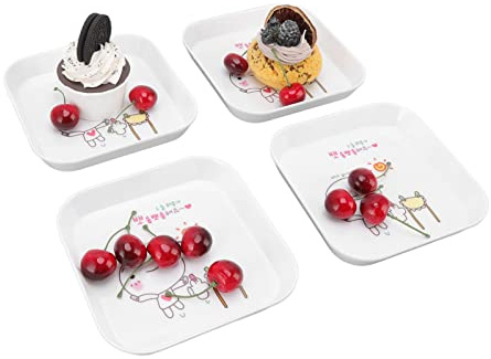 Multifunctional Plate, 4pcs Fruit Snack Plate Multifunctional Dessert Dishes for Home School Restaurant Storage Tray Spit Bone Tray (Drying Clothes)