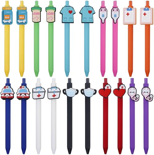 GOMETY 20 Stück Krankenschwester Kugelschreiber, Schwarze Tinte Stifte für Frauen, Lustige Einziehbare Stifte Geschenke für Krankenschwestern Dankeschön Stifte für Ärzte Medizinische Assistenten