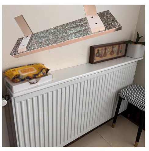 White Radiator Cover with Wooden Top Shelf Living Room Kitchen Balcony Bathroom Radiator Shelf Unit with Brackets 180cm to 50cm Long Floating Shelf Above Radiator Wide 16cm Length Modern Hom