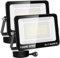 RIGIDON Faretto LED da Esterno con Spina, 2x 150W 15000LM Fari di Sicurezza, Proiettore Led, Faretti lampada Per Giardino Cortile Garage Parete Officina Patio, IP66 Impermeabile 3000K Bianco Caldo