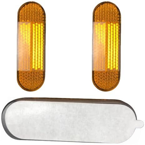 CYXZMYA 2 Stück 100 x 24 x 8mm Gabel Reflektor Gelb Rechteckiger Reflektor Selbstklebend Gelb Rechteckiger Reflektor Rückstrahler Katzenauge für Motorrad Selbstklebend Fahrrad Scooter Hinten