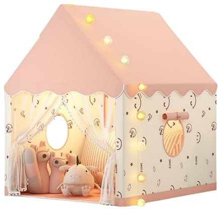 Benebomo Tenda da gioco per bambini, Design della casa con tende, Casetta per bambini da interni per giocare, dormire e riposare, Rosa
