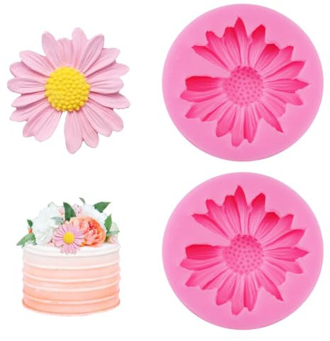 2 Pezzi Stampi per Candele a Forma di Margherita, Stampo in Silicone 3D per Fiori, Diametro 6.8 cm Stampi per Candele in Silicone, per Sapone, Cioccolato, Pasticceria, e Decorazioni Floreali Torte