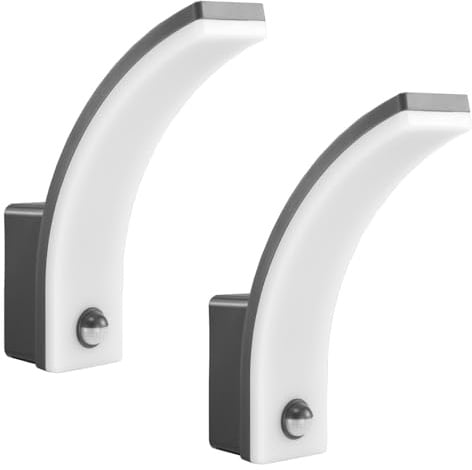 Maclean MCE512 2er Pack LED Wandleuchte mit PIR Bewegungsmelder, für Außen- und Innenbereich, Wandlampe, 20W, IP65 - Wasserfest, 2000lm, 4000K Neutralweiß, Erfassungsbereich: max. 9m (Grau, 2 Stück)