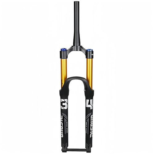 Fourche Avant de VTT 26/27,5/29 Pouces, Fourche a Suspension, Débattement de 160 Mm, Frein a Disque Conique de 3,8 Cm, Axe Traversant, Pression d'air 15 × 110 Mm C,27.5in