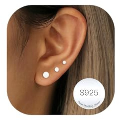 RAJPUTANA 3 Paare Kleine Ohrringe Sterling Silber für Damen Set Hypoallergen 14K Gold Ohrstecker Zartes CZ Stern Punkt Herz Ohrstecker Ohrringe 925 Silber Set Schmuck Geschenke