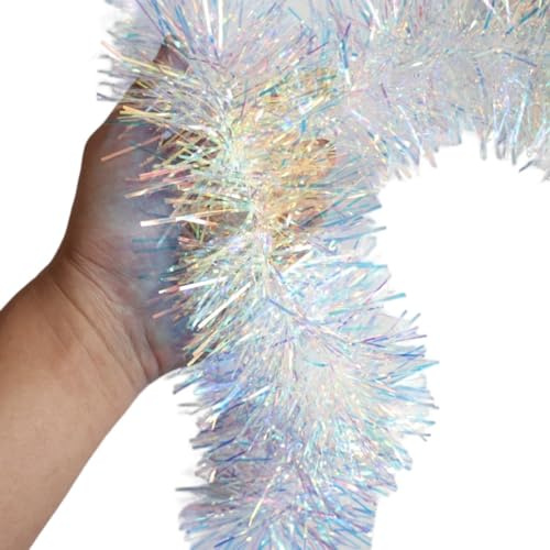 Odot Lametta Girlande Weihnachten, Weihnachtsbaum Ornamente Metallisch Glänzend Hängende Dekoration, Tannengirlande für Weihnachtsdekoration Weihnachtsdeko für Hochzeitsfeier (Regenbogen,4 Stück)