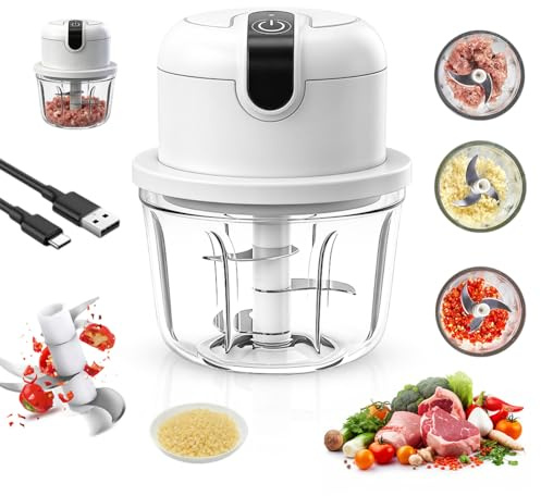 Mini hachoir à oignon électrique, 350 ml, recharge USB, sans fil, petit hachoir à oignons, hachoir de cuisine, hachoir multi-hachoir pour viande, oignons, fruits, ail