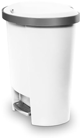 Addis Mode 50L Kitchen Pedal Bin | D-Shape Soft Close Waste Bin, White | Modern 50L D-shape pedal bin with soft close lid, flat back design and stay-open function for everyday kitchen waste