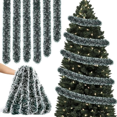 Axingqiwu 10m Tannengirlande Weihnachten Girlande Weihnachten Deko Weihnachtsbaum Girlande Tannengrün Goldener Tannengirlande Künstlich (Grün)