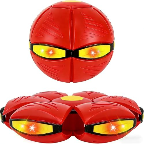 Pelota mágica rebotadora, Metaball mágica para niños mejorada 2026, Platillo volante mágico para mascotas, Juego en interiores y exteriores, doble forma libremente intercambiable con 6 luces LED