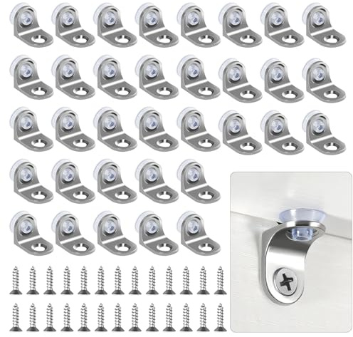40 Pezzi Supporti Reggimensola per Vetro, Staffe Angolari in Acciaio Inox con Ventosa Antiscivolo, Supporti ad Angolo Retto per Mensole, Mobili, Armadi, Librerie, Vetro e Legno
