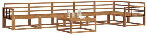 vidaXL Outdoor-Sofagarnitur 7 pcs Natur Massivholz Akazie, Garten-Lounge-Sofa-Set, modernes Ecksofa, langlebige Gartenmöbel, anpassbare Terrasse für Wohnräume