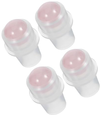 KJHBV 4 Stück Rosenquarz Rollkugeln für Ätherische Öle 10ml Rollflaschen Zubehör mit 16mm Hals Wiederverwendbar und Tropfsicher für Castor Oil Rolle On