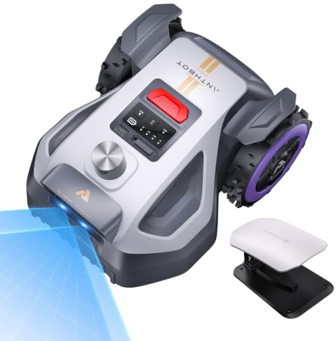 ANTHBOT M9 Pro Mähroboter ohne Begrenzungskabel, bis zu 1500 m², mit Garage | HoloSense Quad-Fusion | Signalverstärker | 360° LiDAR, RTK/NetRTK & KI-Kamera | Für komplexe Gärten | 1.000+ Hindernisse