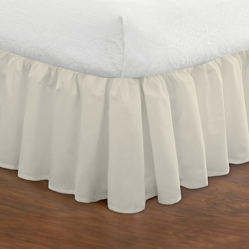FRESH IDEAS Bedding Ruffled Bedskirt, Classic 14” Drop Length, Gathered Styling, Full, Ivory (FRE30114IVOR02)