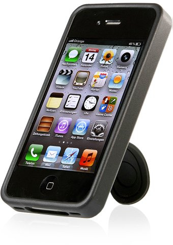 STILGUT Innovative Schutzhülle Easy Stand mit Standfunktion passend für Apple iPhone 4 & iPhone 4s, schwarz