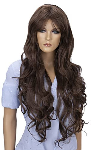 CAISHA 70cm Perücke Voluminös Langhaar Cosplay Theater Show Gewellt Braun Mix FS831a